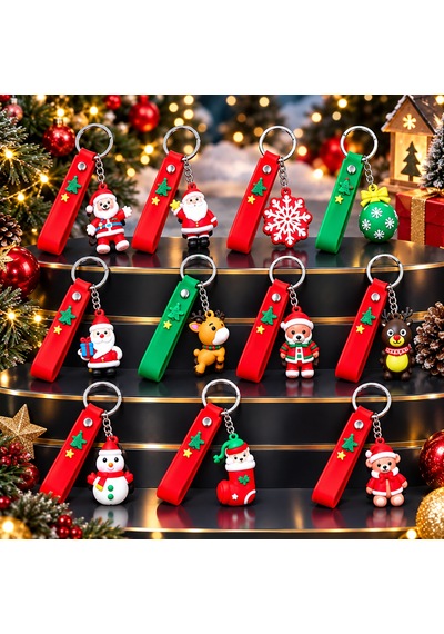 Vıp 9 Adet Noel Anahtarlık Yılbaşı Hediyesi Christmas Keychain Noel Figürlü Anahtarlık Noel Hediyesi