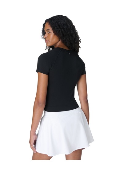 Sweaty Betty Sweaty Betty Athlete Crop Seamless Workout Kadın Siyah Tişört Blk SIYAH
