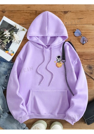 Startmore Mor Unisex Kadın/erkek Galaxy Renkli Özel Baskılı Pamuklu Oversize Kapüşonlu