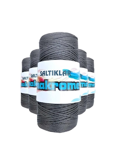 5 Adet Polyester Makrome İpi 420 Koyu Gri 100 gr
