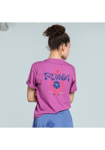 Puma Wardrobe Ess Floral Pack Relaxed Graphic Tee Kadın T-shirt Mor