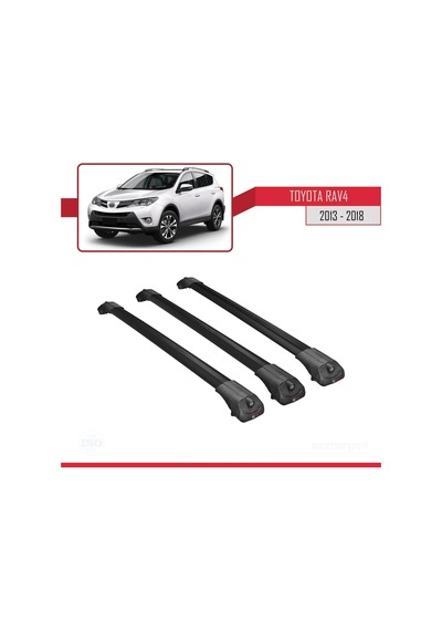 Toyota Rav4 2013-2018 Arası İle Uyumlu Ace-1 Ara Atkı Tavan Barı Siyah 3 Adet Bar