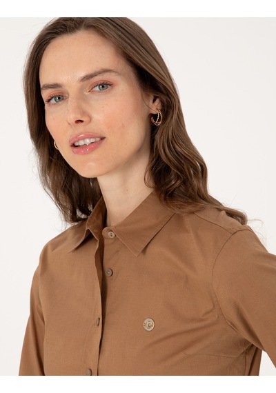 Pierre Cardin Kadın Camel Gömlek Desenli 50313589-vr015 CAMEL