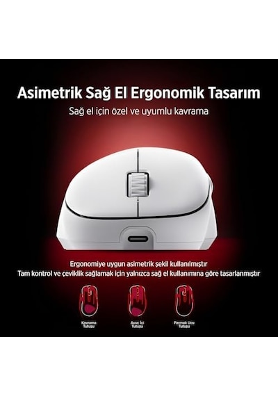 Evnıa Serisi Spk9418 Kablosuz Bluetooth Dual Mod 12000dpı 6 Tuşlu Optik Oyuncu Mouse Beyaz