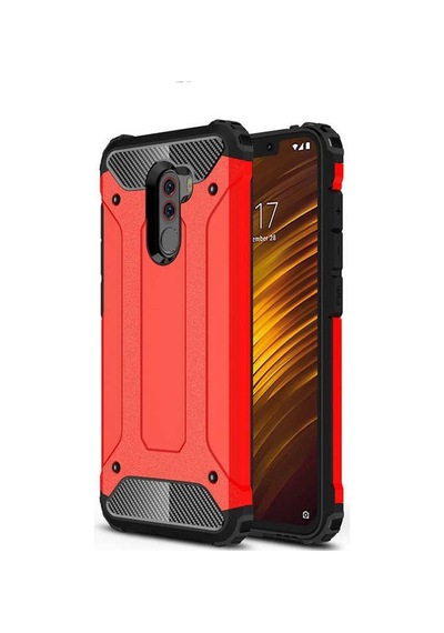 Kilifone - Xiaomi Uyumlu Pocophone F1 - Kılıf Çift Katman Zırh Tank Crash Military Kapak - Kırmızı