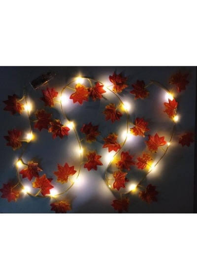 Dekoratif Sonbahar Yapraklı 230 Cm Yapay Sarmaşık Ve 300 Cm Peri Led Pembe Renk - Sarı Sarı