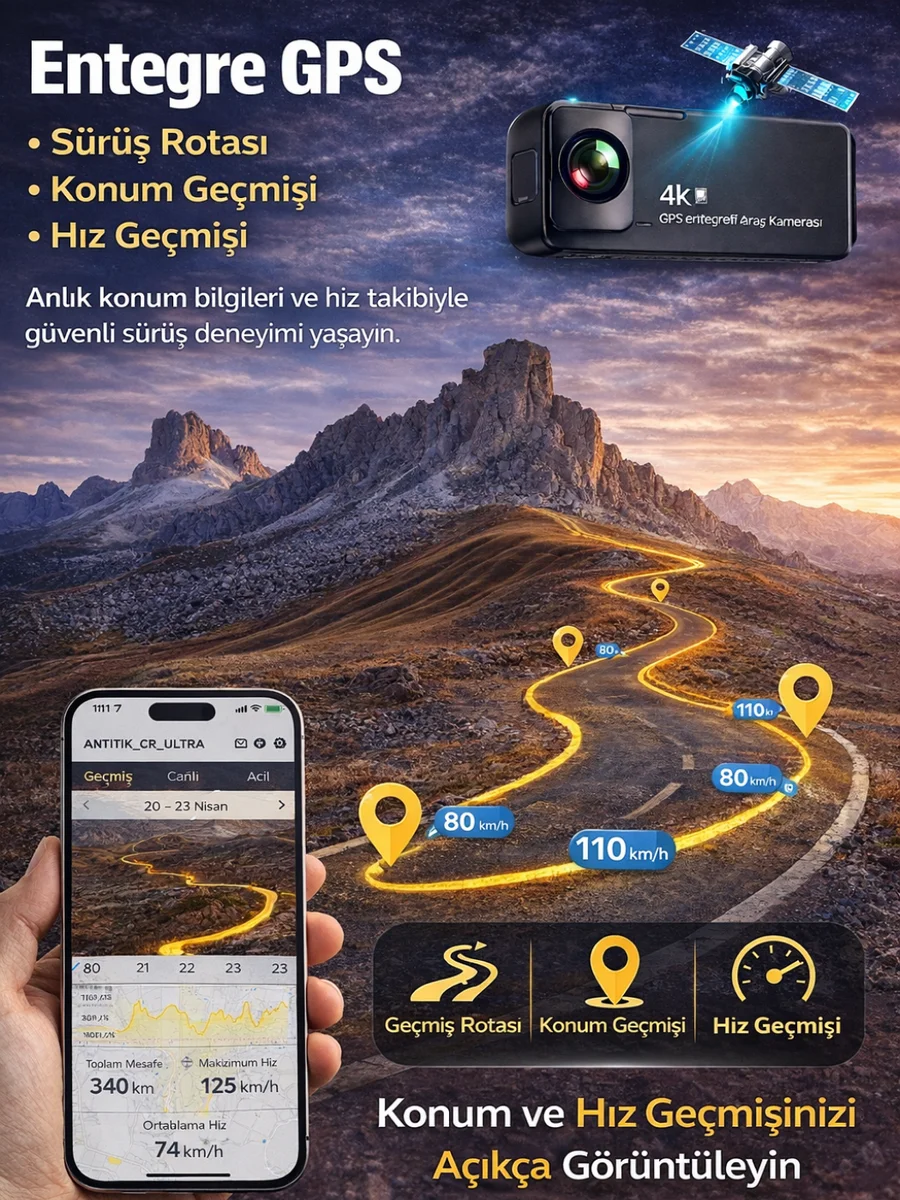 K02 Premium 3 Lens Araç İçi Kamera Wifi Gps 4k Ultra Hd Ön Arka İç Kamera Gece Görüşü Park Modu Dvr 31519350