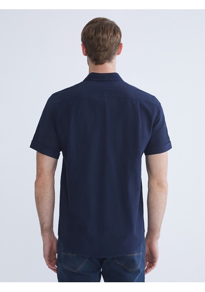 Lcwaıkıkı Classic Lacivert Regular Fit Kısa Kollu Erkek Dokulu Gömlek