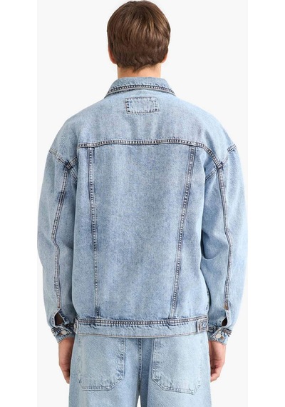 Defacto Oversize Geniş Kalıp Düğmeli Denim Ceket F4737ax25aunm39 Mavi