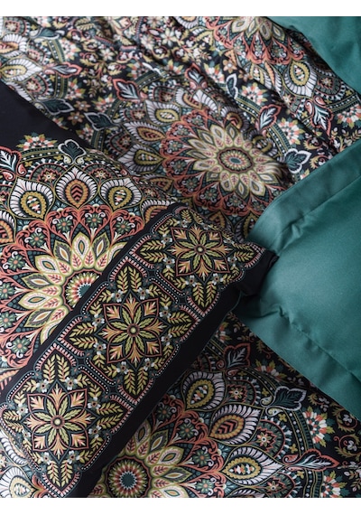 Cotton Box Saten Çift Kişilik Nevresim Takımı Ornate Petrol