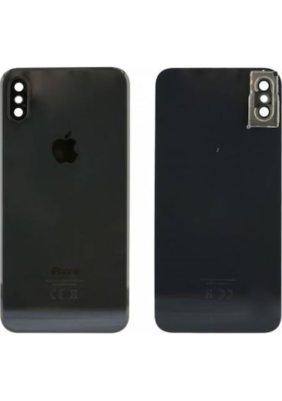 Gmr Apple Uyumlu iPhone X Arka Pil Kapağı Full Kamera Lensli Siyah