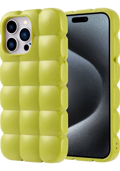 Apple Uyumlu iPhone 15 Pro Max Kılıf Parlak Esnek Silikon Zore Dom Dom Kapak Yeşil