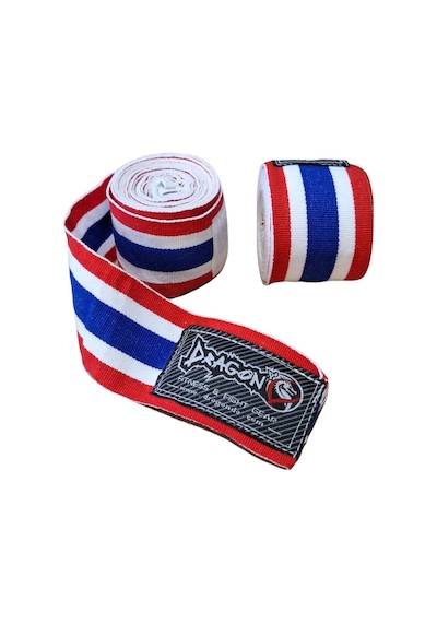 Dragondo 83818 Thailand Bayraklı 3,5 Metre Elastik Bandaj Boks Bandajı Muay Thai Bandajı Kick Boks Bandajı Kırmızı