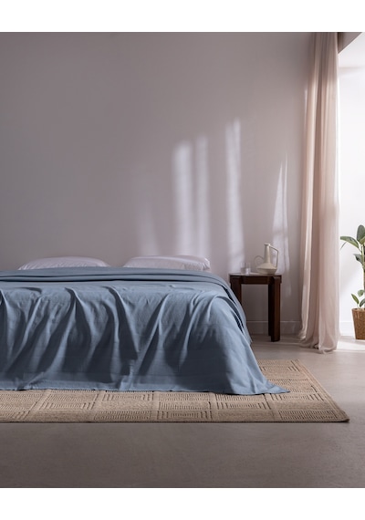 Madame Coco Mathilda King Size Pamuklu Ecocell Düz Pike - İndigo 8684427307854 Çok Renkli