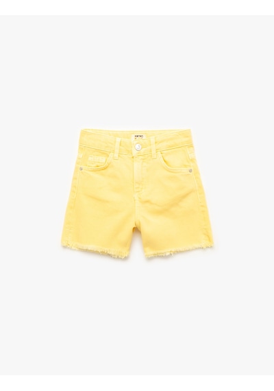 Koton Cep Detaylı Pamuklu Denim Şort Sarı 5skg40145ad Sarı