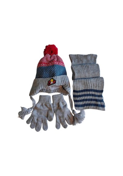 Kitti 4-8 Yaş Erkek Çocuk Atkı Bere Eldiven İçi Polarlı 3'lü Takım 24170-11 Gri