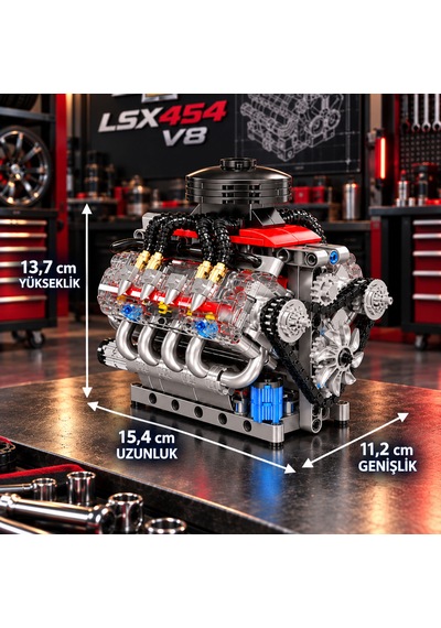 Mould King 10171 Chevrolet Lsx454 V8 Motor Yapım Seti 487 Parça