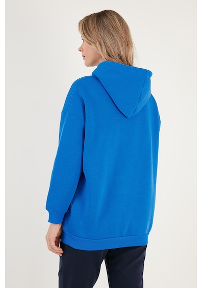 Lela Regular Fit Pamuklu Kapüşonlu Yaka Şardonlu Kışlık Bayan Sweat 5863854 Saks
