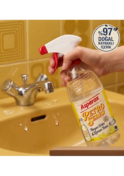 Asperox Retro Serisi Beyaz Sirke & Limon Tuzu Kireç Çözücü Yüzey Temizleyici Sprey %97 Doğal Diğer