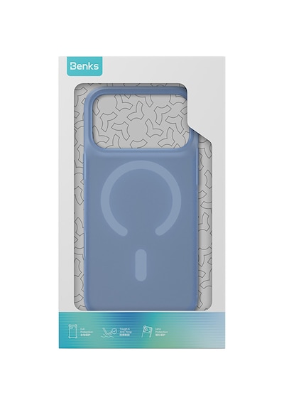 Apple Uyumlu iPhone 18 Pro Uyumlu Kılıf M-safe Şarj Özellikli Benks C-magnet Lucid Armorpro Kapak Mavi