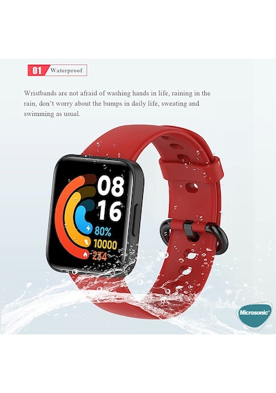Microsonic Xiaomi Redmi Watch 2 Lite Kordon, Silicone Sport Band Siyah