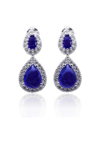 Safir Taşlı Damla Model 925 Ayar Gümüş Kadın Dörtlü Set 201025663