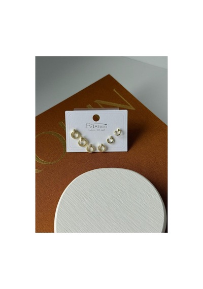 Lycci Gold Capsule Koleksiyonu 14 Ayar Altın Kaplama Çivi Tasarım 6lı Küpe Seti Kararmaz Vıp Seri