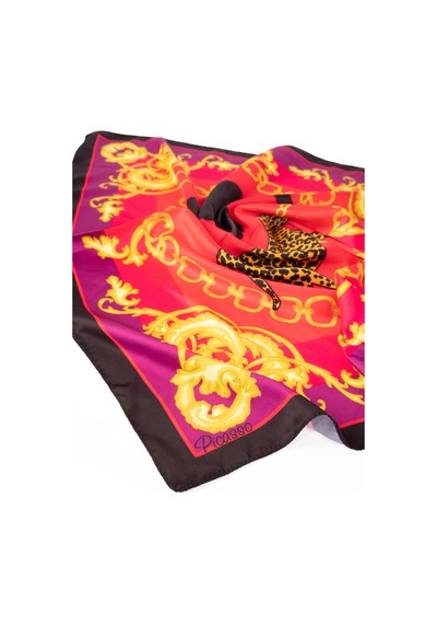 Inno 60x60 Cm Premium Saten Desenli Dikişli Fular Lacivert