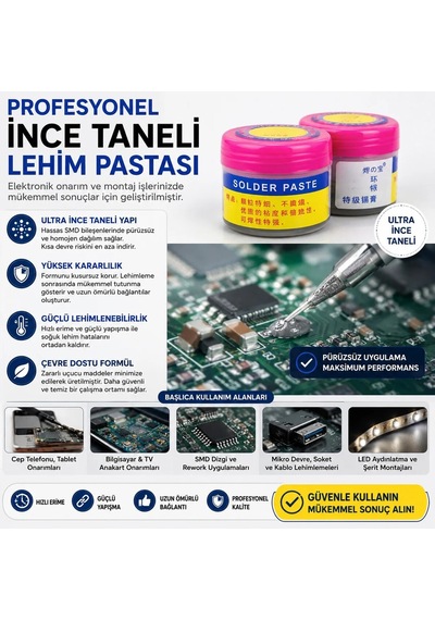 Profesyonel İnce Taneli Smd Pcb Tamir Lehim Pastası Solder Paste