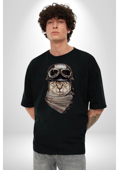Kasket Bandana Motorcu Kedi Pamuklu Bisiklet Yaka Unisex Oversize Boyfriend Dijital Baskılı Siyah T-shirt Siyah Kasket Bandana Motorcu Kedi Pamuklu Bisiklet Yaka Unisex Oversize Boyfriend Dijital Baskılı Siyah T-shirt Siyah