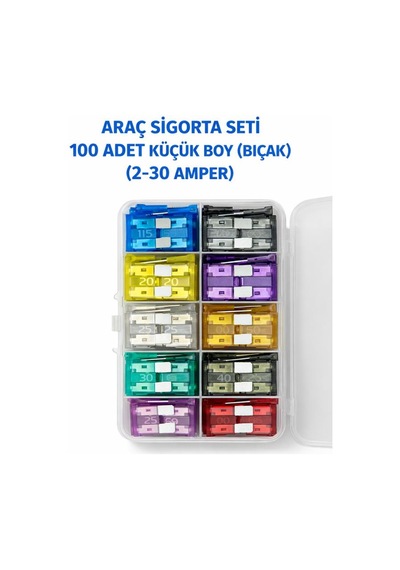 Araç Sigorta Seti 100 Adet Küçük Boy Bıçak 2-30 Amper 30