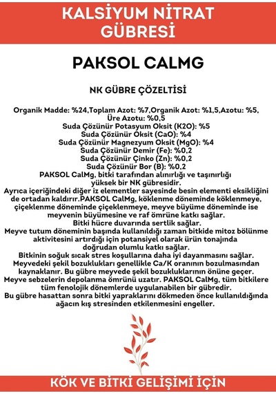 Kalsiyum Magnezyumlu Domates Için Organik Sıvı Gübre 1 Litre 1 kg