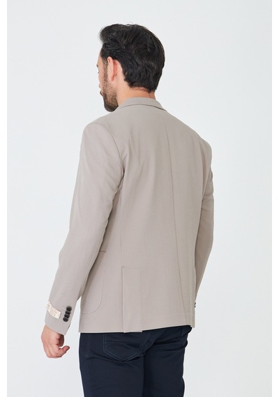Bej Slim Fit Erkek Blazer Ceket