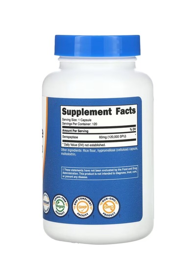 Nutricost Serrapeptase 120,000 Spu, 120 Capsules - Vegetarian...