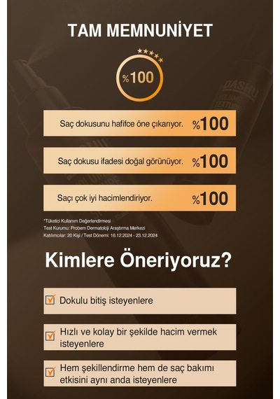 Dökülme Karşıtı Bakım, Yağ Kontrolü Ve Hacim Sağlayan Saç Spreyi Dashu Volume Texture Spray