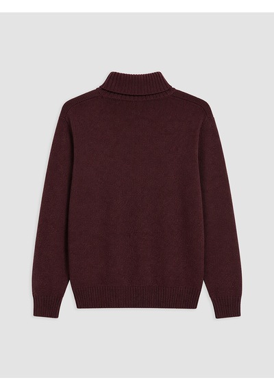 Lcwaıkıkı Classic Bordo Balıkçı Yaka Desenli Erkek Triko Kazak