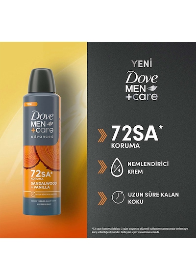 Dove Men +care Advanced Erkek Deodorant 72 Saat Koruma Sandalwood Vanilla 150 Ml