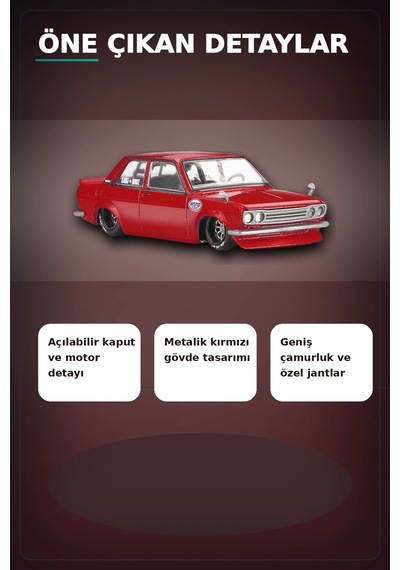 Diecast 1/64 Datsun 510 Street Nismo V3 Model Araba - Tekli Kutu, Koleksiyonluk Bx-313377