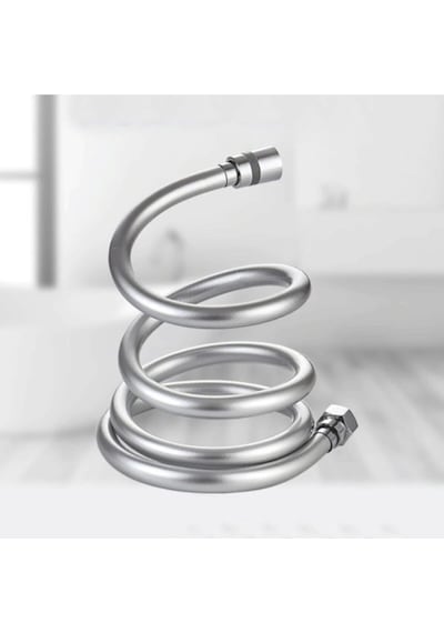 Kustar Gümüş Pvc Banyo Duş Hortumu Dayanıklı Banyo Musluk Duş Hortum 1,5 Metre Gri