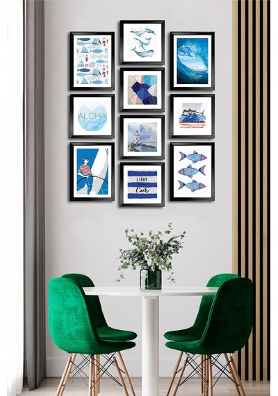 10 Parçalı Çerçeve Görünümlü Mdf Tablo Seti Flm178 Çok Renkli - 713607678 Çok Renkli