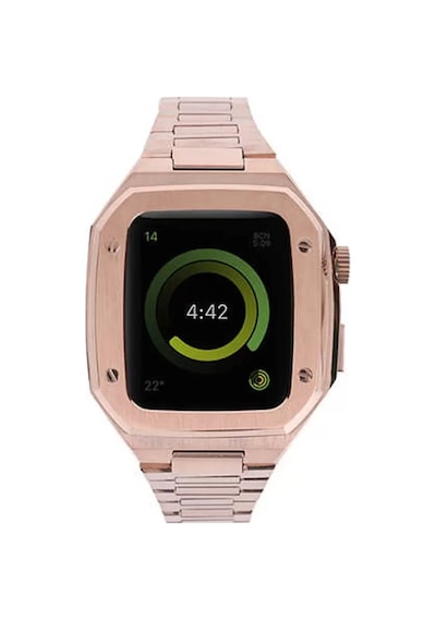 Newface Apple Watch 44mm Metal Petek Kasalı Kordon - Rose Gold