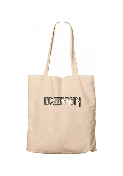 Led Zeppelin Logo 2 Krem Kanvas Bez Çanta Krem
