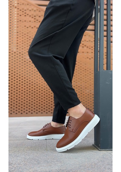 Ba0003 Bağcıklı Klasik Taba Beyaz Kalın Taban Casual Erkek Ayakkabı Taba