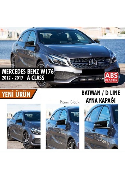 Mercedes Benz W176 2012-2018 Batman Yarasa Ayna Kapağı Piano Black Abs Plastik