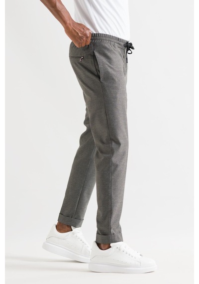 Slimfit Kapamasız Çizgili Beli Lastikli İplikli Duble Ve Dar Paça Erkek Jogger Pantolon 001