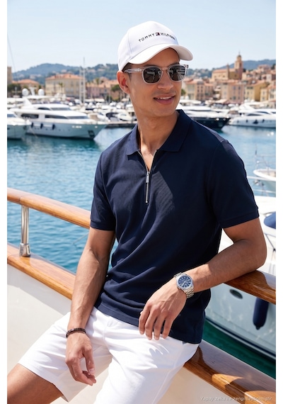 Buratti Pamuklu Regular Fit Fermuarlı Erkek Polo Yaka T Shirt 5902434 Indigo