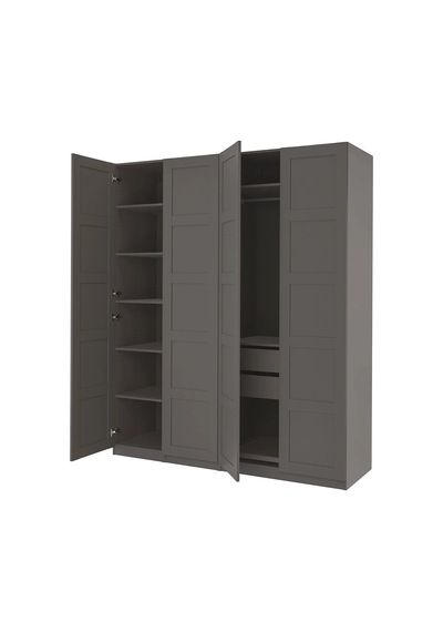 Ikea Koyu Gri Sağlam Kapaklı Gardırop 200x60x236 Cm