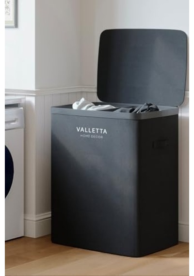 Valletta Paloma 100l Çift Yıkanabilir Bölmeli Katlanabilir Kumaş Kirli Çamaşır Sepeti Ink Black Diğer