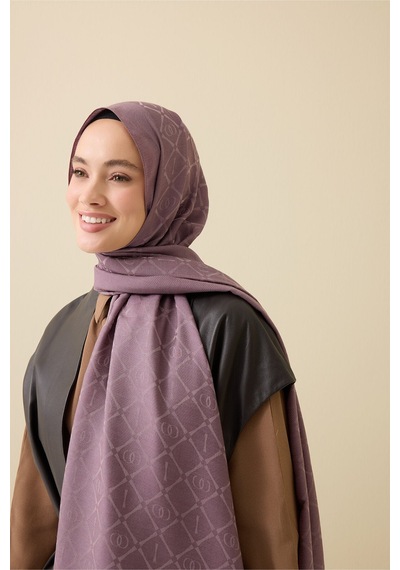 İmannooor İman I Kafes Gri-lila Tencel Pamuk İpek Şal 70x200