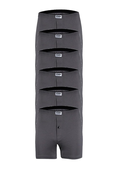 Yıldız 6'lı Paket Erkek Havlu Bel Düz Boxer Füme